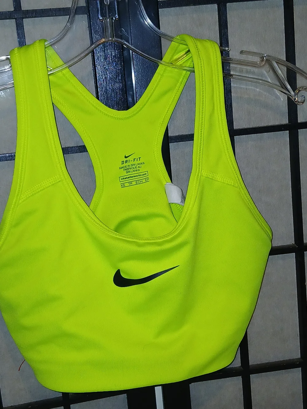 Nike Dri-FIT Neon Lime Racerback Sports Bra with Black Swoosh